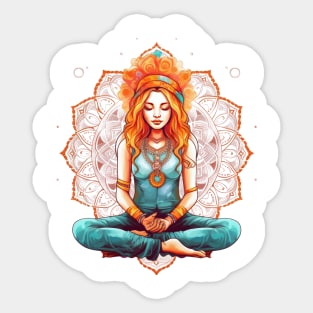 Yoga Girl And Mandala #1 Sticker